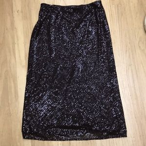 Black Sequin Long Skirt